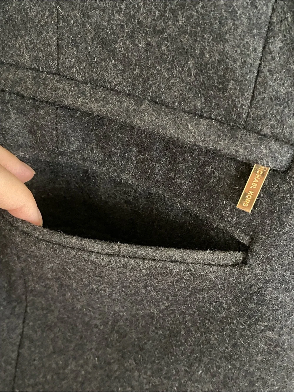 MICHAEL Michael Kors Charcoal Gray Wool-Blend Peacoat – Size M